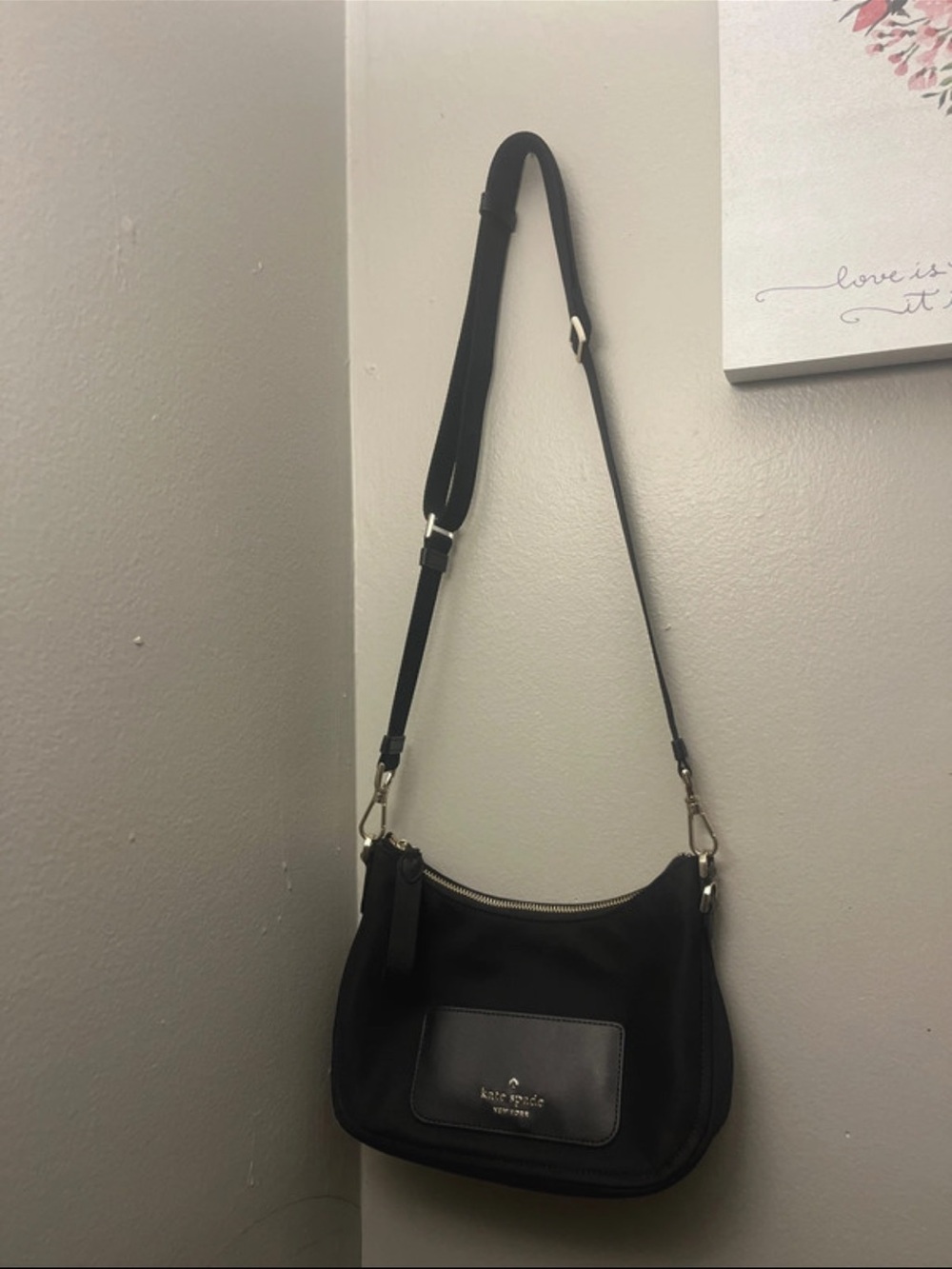 kate spade Black Crossbody Nylon and Leather Trim Shoulder Bag